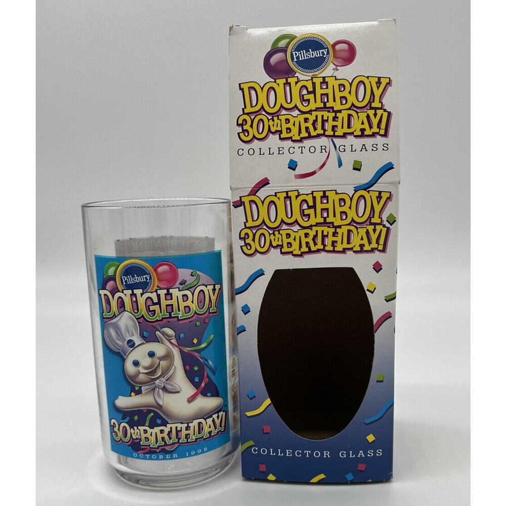 Pillsbury Doughboy 30th Birthday Collector Plastic Glass, New with Box, 1995